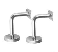 Jonikuper Soporte de pasamanos de acero inoxidable para soporte de escalera montado en la pared, 60 mm x 100 mm, plateado, paquete de 2 (curvatura de 60 x 80 mm)