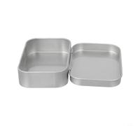 Jonikuper Tapa abatible para caja de lata para almacenamiento compacto, contenedor de metal con compartimento con bisagras, mini estuche organizador rectangular con sello seguro, portátil para camping