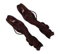 Jonlaki 2 Uds Peluca de Cola de Caballo de Seda de Alta Temperatura Rizos Romanos Extensiones de Cabello de Muñeca Marrón Miel (Castaño)