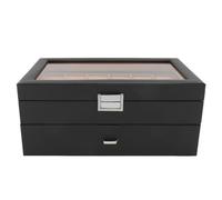 Jonlaki Caja Expositora de Relojes de Fibra de Carbono con 24 Ranuras y Cajón de Cuero PU para Hombres, Solución de Almacenamiento Lujosa y Elegante (W61C)