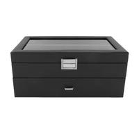 Jonlaki Caja Expositora de Relojes de Fibra de Carbono con 24 Ranuras y Cajón de Cuero PU para Hombres, Solución de Almacenamiento Lujosa y Elegante (W61B)