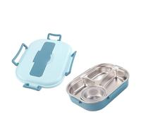 Jonlaki Cuatro Loncheras de Compartimento con Tazón de Sopa, Recipiente Aislado Portátil, con Palillo y Cuchara, Lonchera de Contenedor de Almacenamiento de Alimentos Dividido (Lonchera de Cuatro