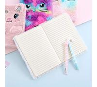 Jonlaki Diario de Dibujos Animados de Felpa para niñas: Lindo Bloc de Notas y Diario de Viaje con 160 Páginas para Escribir (Blanco negro)