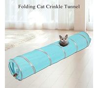 Jonlaki Juguete de Juego de Túnel Arrugado para Gatos de 120 Cm con Agujero e Interactivo, Diversión Plegable Al Aire Libre para Gatitos y Gatos en Azul (Blue)