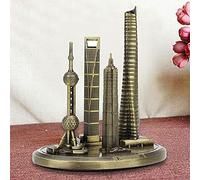 Jonlaki Modelo de la Colección de Edificios de Shanghai: Galvanizado de la Torre de Oriental y el Centro Financiero Global para Decoración del Hogar o la Oficina (Bronce-Pequeño)