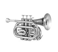 Jonlaki Trompeta de Bolsillo en Sib con Boquilla Plateada, Bolsa de Transporte, y Kit de Mantenimiento para Principiantes y Profesionales