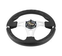 Jonlaki Volante Deportivo de 320 Mm/12,5 Pulgadas con Botón de Bocina, Piezas de Automóvil Universales de Aluminio Modificado para Automóvil, Actualización Elegante Roja (BLACK)