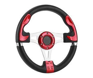 Jonlaki Volante Deportivo de 320 Mm/12,5 Pulgadas con Botón de Bocina, Piezas de Automóvil Universales de Aluminio Modificado para Automóvil, Actualización Elegante Roja (rojo)