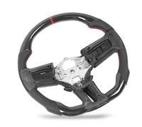 Jonlaki Volante Deportivo Plano con Apariencia de Fibra de Carbono Hydro Dip 2010-2014 con Empuñadura de Cuero Perforado