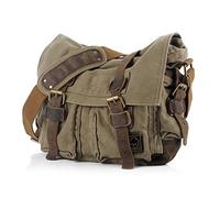 Jonon Bandolera de lona estilo militar vintage para laptop de 13.3 a 17 pulgadas, verde1, Size 13.3"