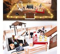 JONRRYIN Caballos de Juguete para Niños, 38 Piezas Caballo Granja Juguete con área de Lavado Caballo Figuras Valla, Establo Caballos Juguete Regalos de Cumpleaños Navidad