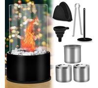 JONRRYIN Chimenea Bioetanol Mesa, Cheminée de Table con Piedras Decorativas,esteras aislantes, Chimenea de Mesa para decoración Interior y Exterior balcón terraza Piso jardín (Black)