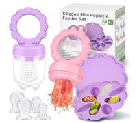 JONRRYIN Chupete Fruta Bebe, 2 Alimentador Antiahogo + 6 Tetinas de Silicona sin BPA, Chupetes para Rellenar con Fruta y Verdura, Chupete de Fruta para bebés de 3-24 meses