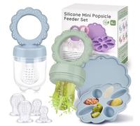 JONRRYIN Chupete Fruta Bebe, 2 Alimentador Antiahogo + 6 Tetinas de Silicona sin BPA, Chupetes para Rellenar con Fruta y Verdura, Chupete de Fruta para bebés de 3-24 meses