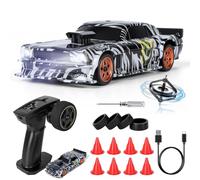 JONRRYIN Coche Teledirigido Drift Pro, 1:43 Mini Drift RC Car, 4WD Coche Radiocontrol con Giroscopios y Luces LED, 15km/h, Coche Teledirigido de Juguete para Niños de 14+ Años (Negro Pro-Gyro)