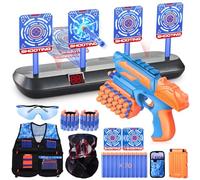 JONRRYIN Diana, Objetivo Digital Electrónico con Restablecimiento Automático, Kit de Chaleco Táctico para Niños con Pistola de Juguete, 70 Recambio Bullet Soft Dardos, Juguetes para Niños