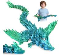 JONRRYIN Dragón Impreso en 3D, Juguete de, Articulaciones Flexibles Articulado Alado, Decoración del Hogar, Juguete de Escritorio para Navidad Easter Cumpleaños (Verde)