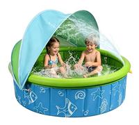 JONRRYIN Piscina para Niños, Piscina Infantil con Toldo y Pulverización Protección UV SPF50+, Tienda de Playa Plegable Portátil para Jardín Playa Picnic 120x36 cm