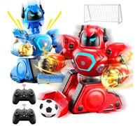JONRRYIN Robot Kombat Teledirigido con Muñeca Eyectora, 2 Piezas RC Robot Juguete con Luz LED y Música, 360° RobotCombate de Boxeo, Coche de Fútbol Teledirigido Regalos para Niños 6 Años