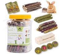 JONS NTY 50-60 Juguetes Masticables Naturales para Conejos, Golosinas, Palitos De Timothy, Palitos De Manzana Y Bambú Dulce para Cobayas, Hámsteres, Chinchillas, Ratas Y Animales Pequeños.