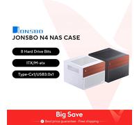 JONSBO-placa base de M-ATX N4, chasis NAS negro, ranura de alimentación SFX, 6 ranuras grandes, 2 pequeñas para disco duro, 120mm x 1 ventilador, Panel decorativo de nogal White