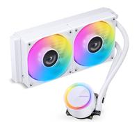Jonsbo Refrigeración por agua TG-240 AiO - Blanco | Enfriador de agua de CPU de 240 mm con ARGB, radiador de aluminio y 2 ventiladores PWM de 120 mm