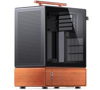 Jonsbo T7 Caja PC Micro-ATX Mini-Torre de Aluminio y Madera, Negra | Aluminio 3 mm y madera maciza, GPU hasta 280 mm, cooler CPU 165 mm, PSU ATX 220 mm, USB-C 10 Gbps, hasta 3x 120 mm