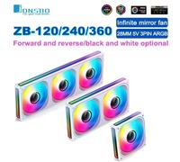 JONSBO ZB-120/240/360 ventilador con cubierta de computadora 12CM 5V ARGB 120mm estructura monolítica ventilador refrigerado por agua PWM Kits de ventilador de avance/retroceso ZB-120W Reverse