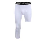 Jonscart Mallas capri de compresión 3/4 de una pierna para hombre, ropa interior atlética, Blanco-R, X-Large