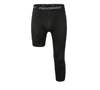 Jonscart Mallas capri de compresión 3/4 de una pierna para hombre, ropa interior atlética, Negro L, Medium