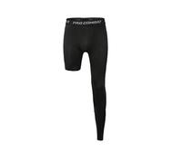 Jonscart Medias de compresión de una pierna, pantalones largos, baloncesto, deportes, capa base, ropa interior activa, Negro-izquierdo-largo, M