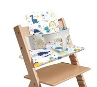 Jonuin Cojín para Trona Stokke Tripp Trapp, Acolchado Grueso de Algodón, Tejido Impermeable y Transpirable, Diseño Reino de Dinosaurios, Embalado al Vacío