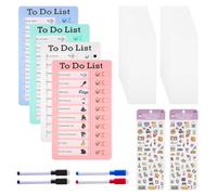 Jonuin Tabla Tareas Diarias Niños, 4 Piezas Tablero de Lista de Verificacións con 20 Hojas en Blanco, 2 Pegatinas y 4 Marcadores de Pizarra Blanca, To Do List, Tableros de Memorando de Tareas