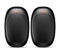 Jonwall Calentadores de Manos Recargables 2 Piezas, Eléctricos Reutilizables con USB, Portátiles de Bolsillo con 3 Niveles de Calor, Hombres y Mujeres Camping Golf (Negro)