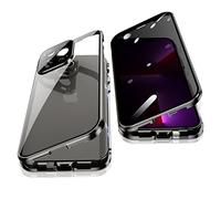 Jonwelsy Anti Peeping Funda para iPhone 13 Pro MAX (6,7"), 360 Grados Proteccion Case, Privacidad Vidrio Templado Anti Espía Cover, Adsorción Magnética Metal Bumper Cubierta para 13 Pro MAX (Negro)