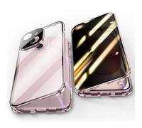Jonwelsy Anti Peeping Funda para iPhone 15 Plus (6,7"), 360 Grados Proteccion Case, Privacidad Vidrio Templado Anti Espía Cover, Adsorción Magnética Metal Bumper Cubierta para iPhone 15+ (Morado)