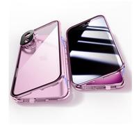 Jonwelsy Anti Peeping Funda para iPhone 16 (6,1"), 360 Grados Proteccion Case, Privacidad Vidrio Templado Anti Espía Cover, Adsorción Magnética Metal Bumper Cubierta para iPhone16 (Rosa)