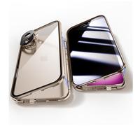 Jonwelsy Anti Peeping Funda para iPhone 16 (6,1"), 360 Grados Proteccion Case, Privacidad Vidrio Templado Anti Espía Cover, Adsorción Magnética Metal Bumper Cubierta para iPhone16 (Dorado)