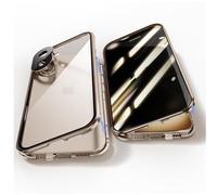 Jonwelsy Anti Peeping Funda para iPhone 16 Plus (6,7"), 360 Grados Proteccion Case, Privacidad Vidrio Templado Anti Espía Cover, Adsorción Magnética Metal Bumper Cubierta para iPhone 16+ (Dorado)