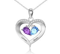 JONZIN Collar Personalizado para Mamá y Abuela: Ideal para grabar 2-4 nombres y piedras natales de los hijos. Un regalo conmovedor, lleno de amor y significado, que atesorarán toda la vida. (NAME 2)