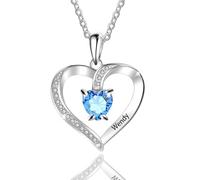 JONZIN Collar Personalizados con 1-4 Nombres,Colgante de Corazón con Piedras de Nacimiento,Regalo dia de la Madre para Mamá Mujer Abuela Esposa (1 Name + Birthstone)