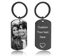 JONZIN Llaveros Personalizados con Foto，Llavero Grabado con Foto y Nombre,Regalos Personalizados Para Papá Hombre Llaveros Originales de Doble Cara (Foto&texte1)