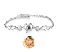 JONZIN Pulsera Foto Personalizada, Pulsera con Foto Dentro, Pulsera Personalizada Mujer, Regalos Personalizados para SeñOra, Mamá, Novia, Familia, Amigos