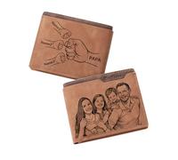 JONZIN Regalo para el Día del Padre Personalizado - Cartera Hombre con Foto y Puño Grabado a Láser - Detalle Original y con Sentido para Papá o Abuelo