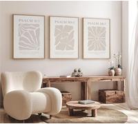 Joocrise Juego de 3 versículos de la Biblia beige con versículos de la Biblia para decoración de pared, lienzo neutro, arte de pared, cuadros modernos, impresiones de flores, obras de arte cristianas