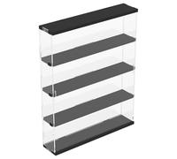 Joody - Escaparate de pared para coleccionar, figura de coche, miniatura, modelo de 4 estantes, vitrina acrílica transparente con puerta deslizante, caja de plexiglás, almacenamiento, negro, 40 x 8,5