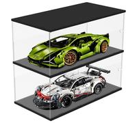 Joodyyoo 2 estantes escaparate acrílico para Lego Coche 42115 42083 42096 modelo de coche a escala 1/8, gran escaparate para colección, caja transparente almacenamiento a prueba de polvo