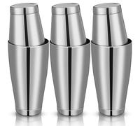 Jooehyer 3 Juegos de Cocteleras, Coctelera de Barra Profesional, Juego de Coctelera Boston, Coctelera de Acero Inoxidable, Mezclador de Bebidas (Plata)