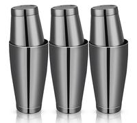 Jooehyer 3 Juegos de Cocteleras, Coctelera de Barra Profesional, Juego de Coctelera Boston, Coctelera de Acero Inoxidable, Mezclador de Bebidas (Negro Pistola)