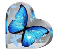 Jooehyer 3 Uds Mariposa Acrílica en Forma de Corazón Regalo para Mujer Decoración de Escritorio Tallado Decoración de Mesa de Recuerdo Regalo Agradecido